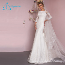 Lace Appliques Sheath Sequined Wedding Dress Bridal Gown